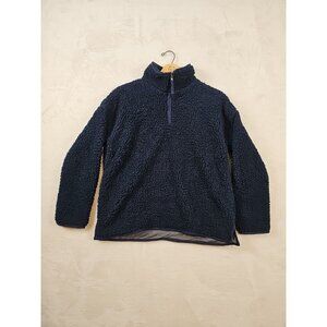 Thread & Supply Women's Small Navy Fleece Quarter Zip Pullover Fabric Lined New